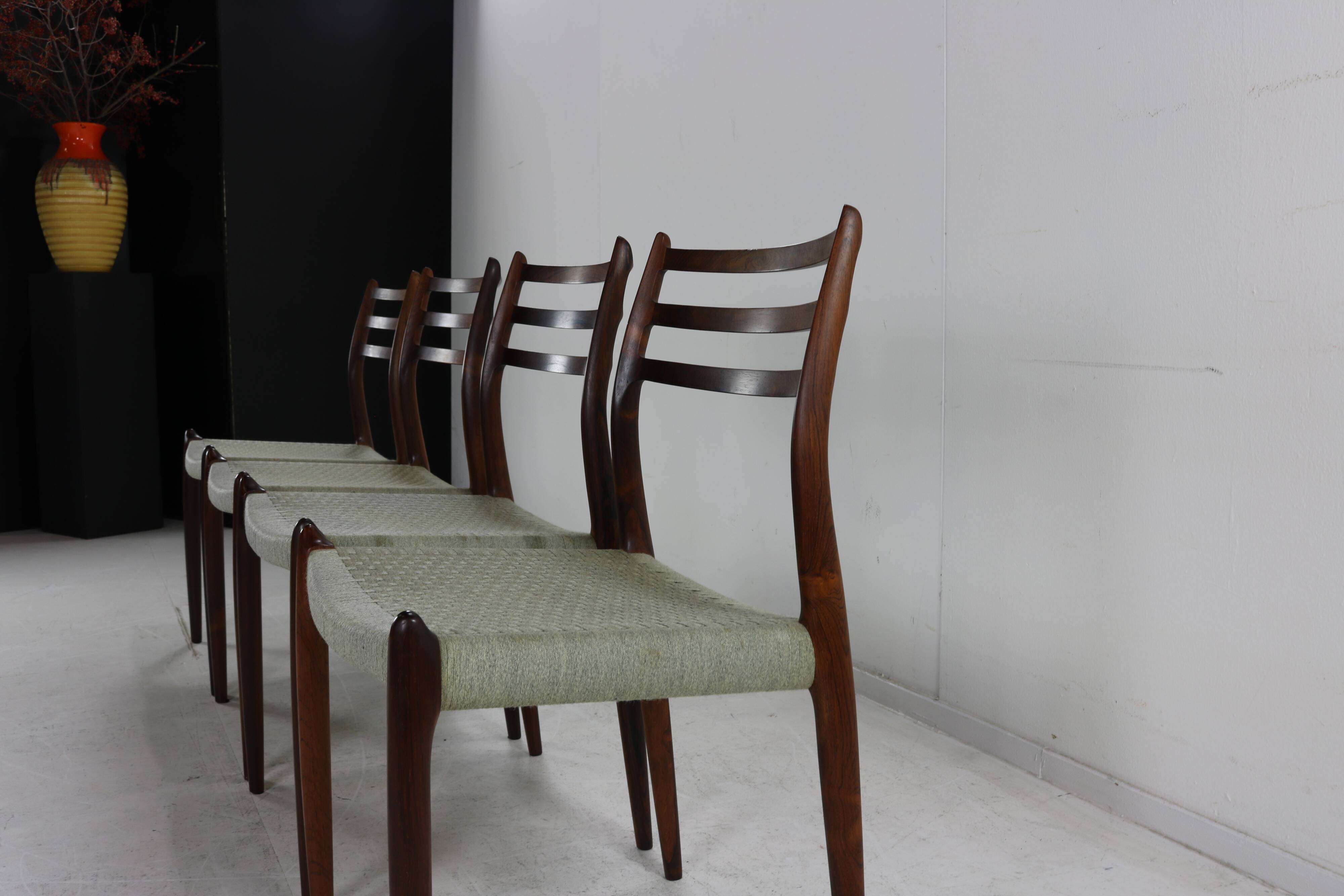 Danish design rosewood dining chairs by Niels Otto Møller for Møller Denmark