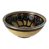 Bowl by René Nicole (1885-1960) in glazed terracotta and silver frame Art Deco period