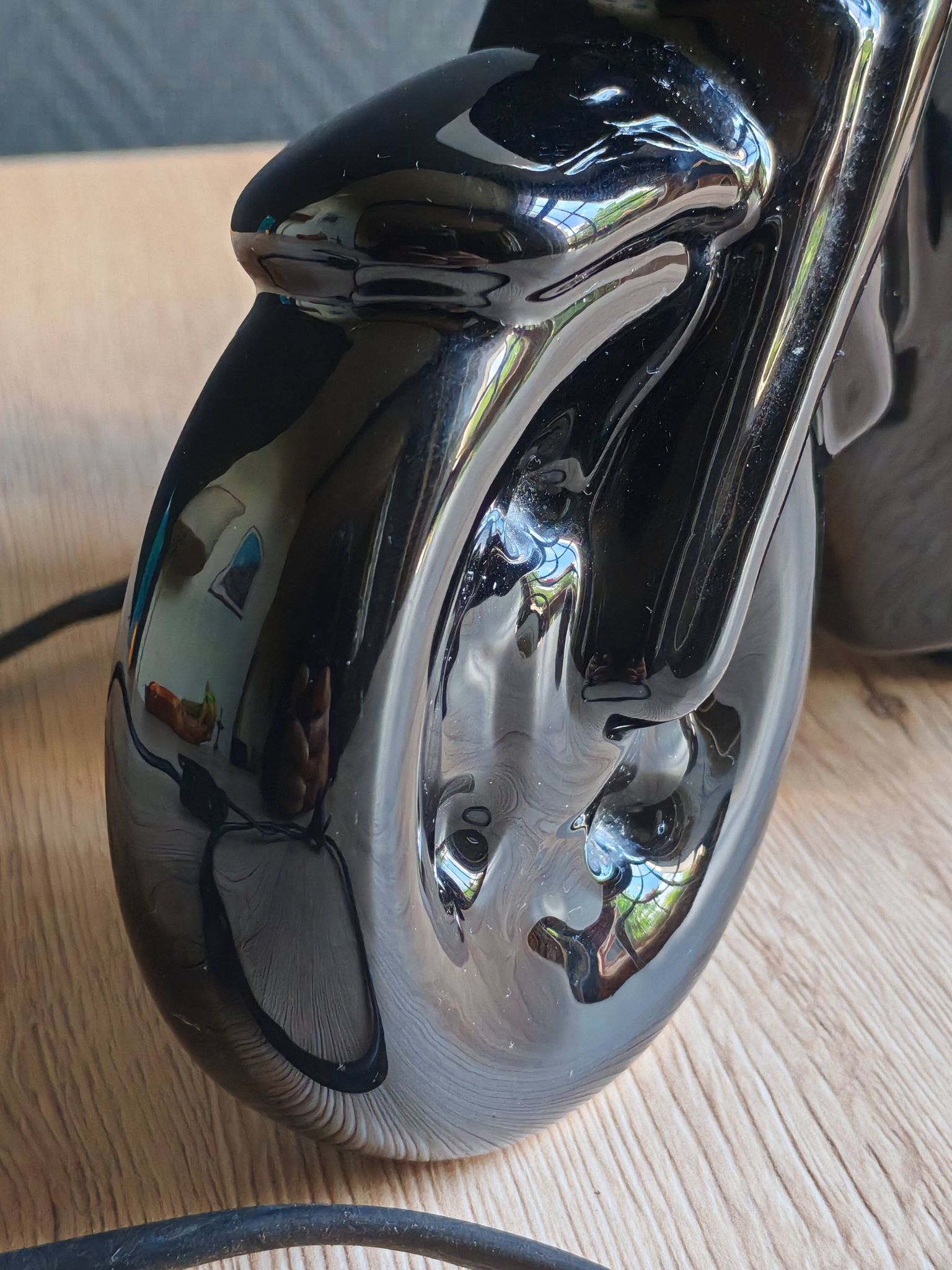 Vintage black ceramic motorcycle table lamp | Harley Davidson style