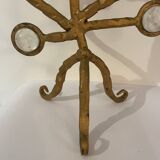 Candelabre en fer forgé et verre XXe