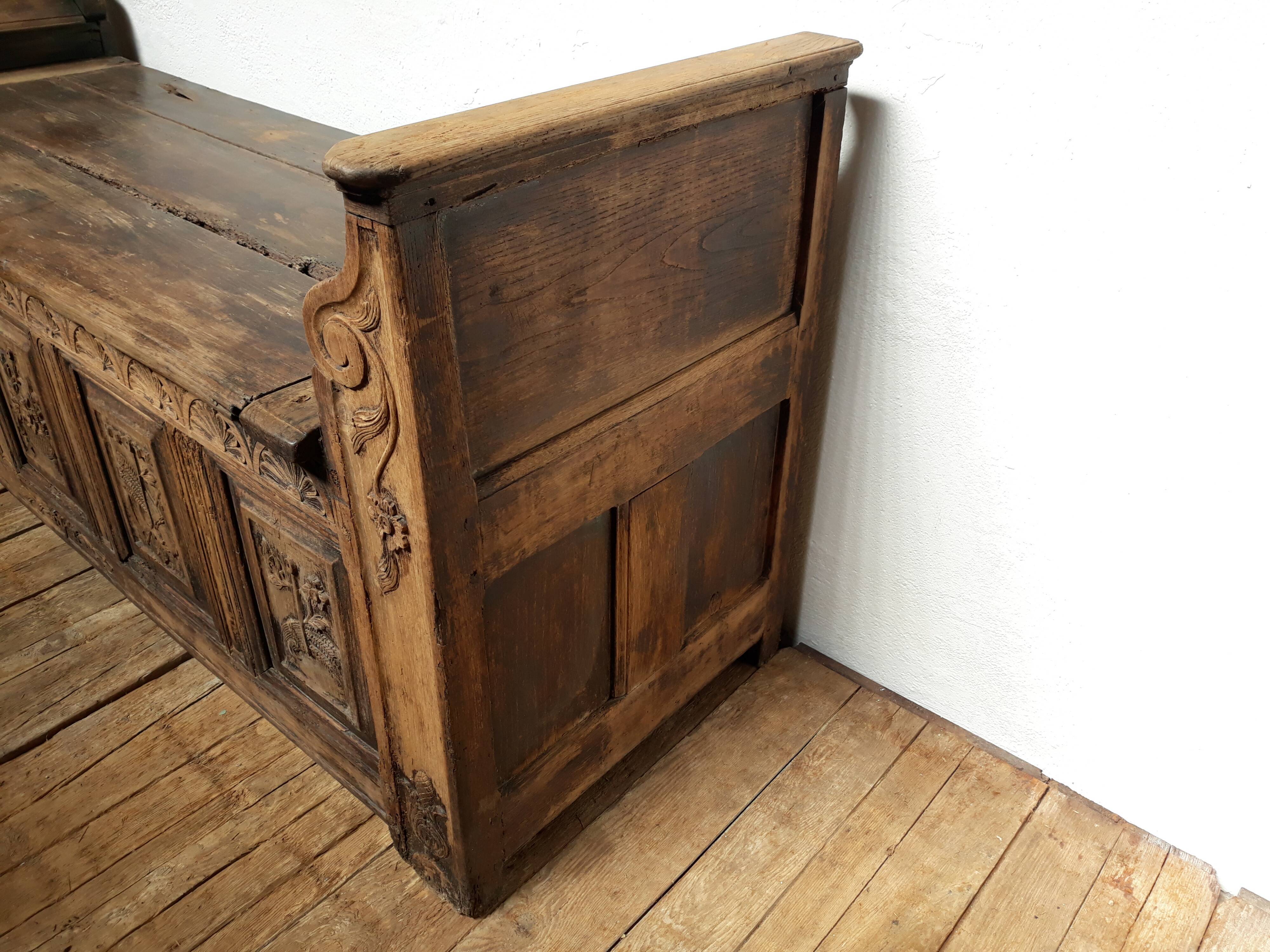 Church bench wooden chest 18th