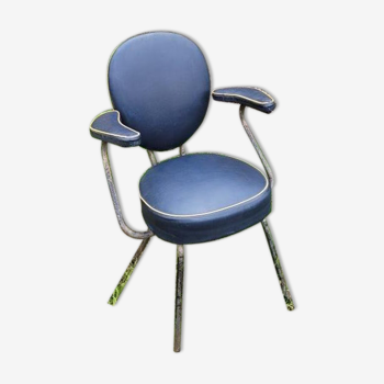 Fauteuil de coiffeur métal et skaï années 60