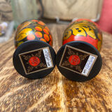 2 wooden egg cups Russian folklore