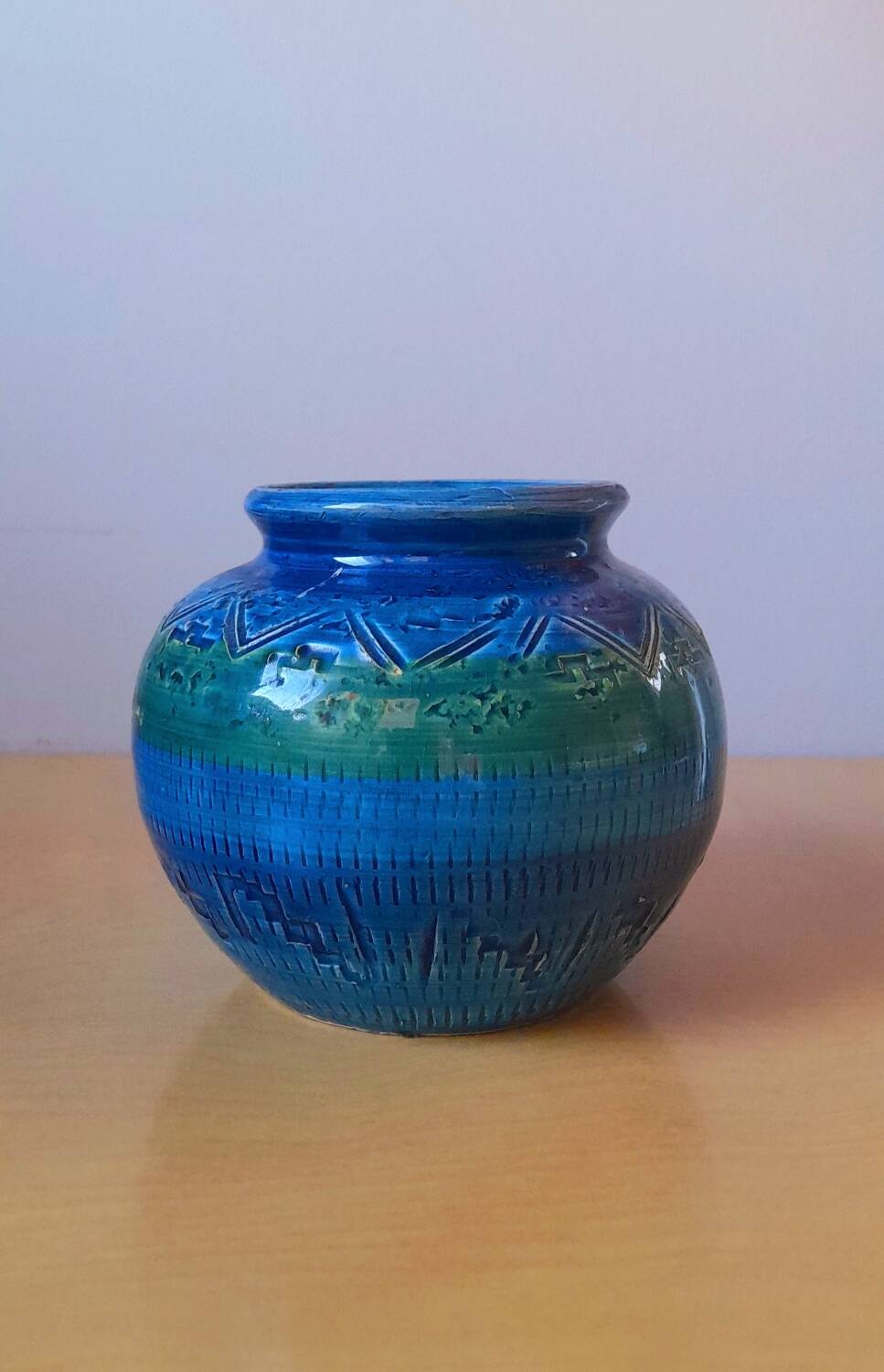 Remini blue vase Aldo Londi Bitossi 60s