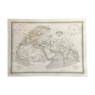 Geographic map 19th numbered World known to the ancients
