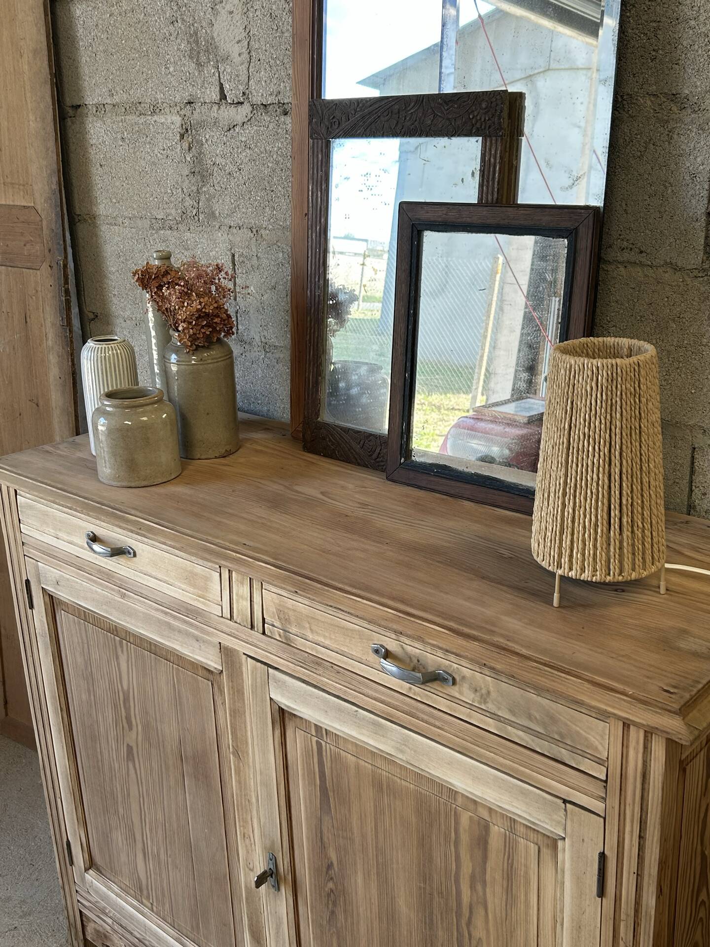 Antique buffet in solid pitch pine