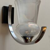 Pair of iridescent tulip wall lights and chrome arms