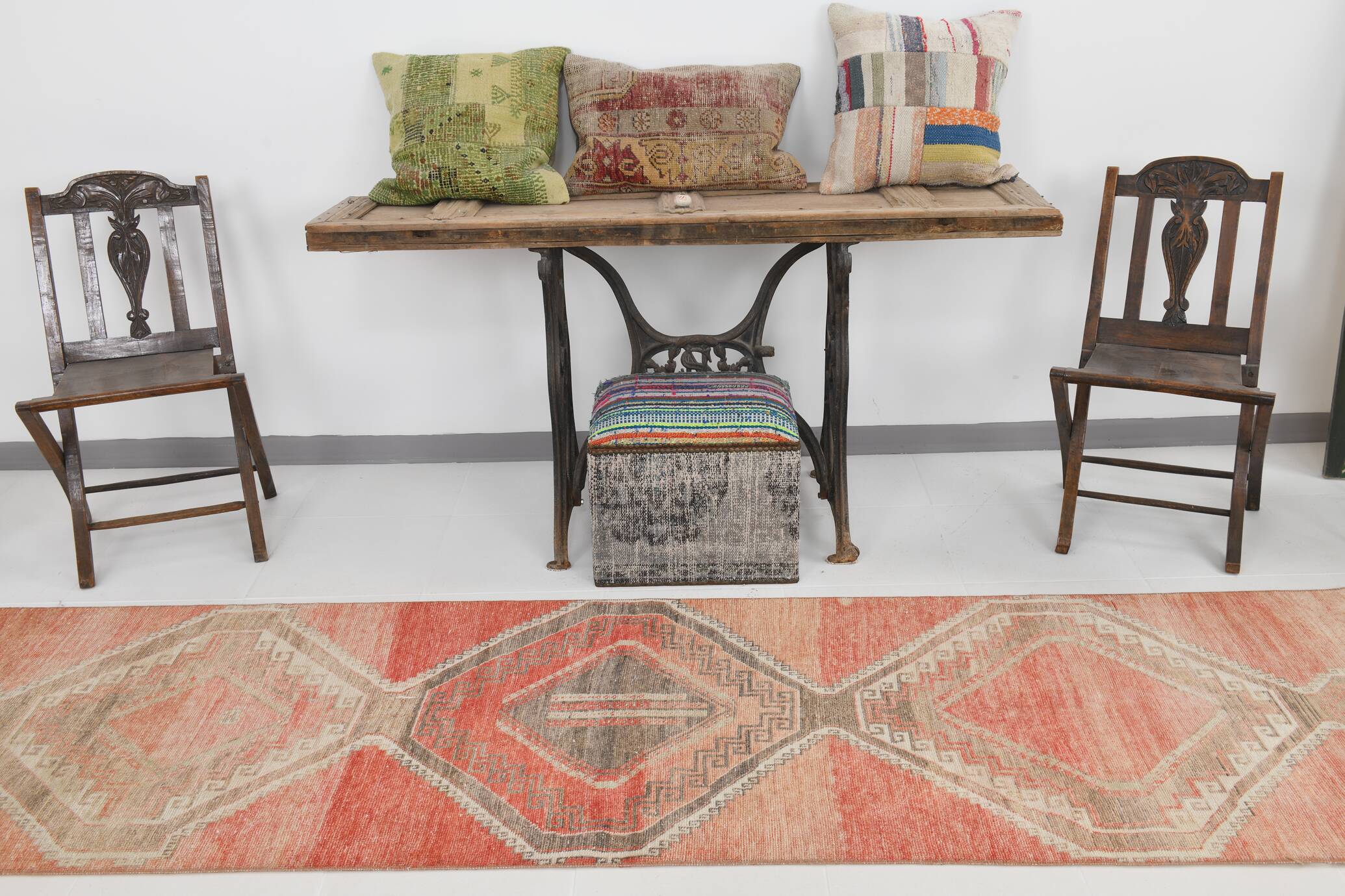 3x10 Peach Red Soft Vintage Turkish Runner Rug, 86x303Cm SK 20297