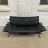2-seater leather and chrome Sofa by Rodney Kinsman for OMK 1970's