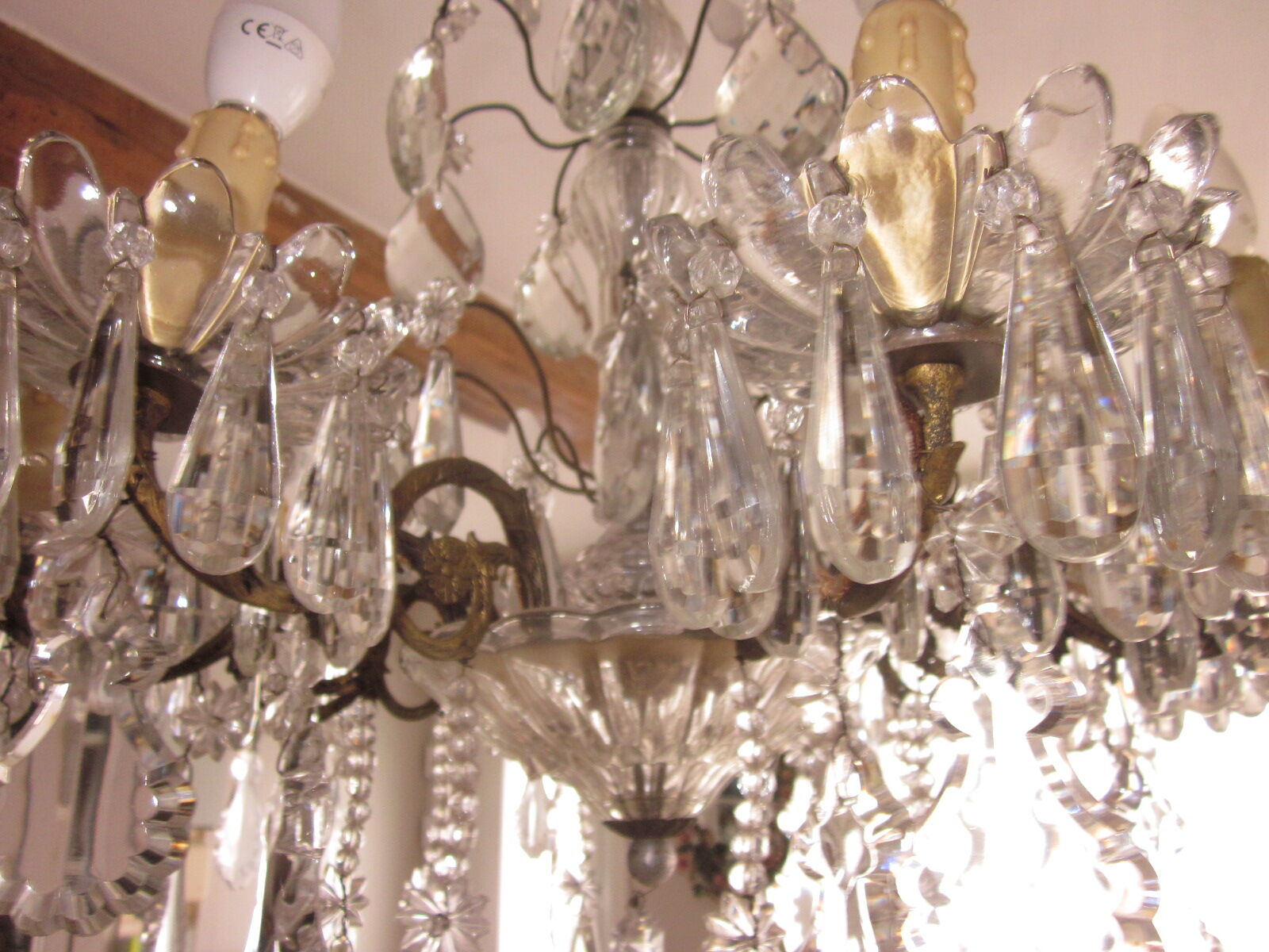 chandelier has antique pendants