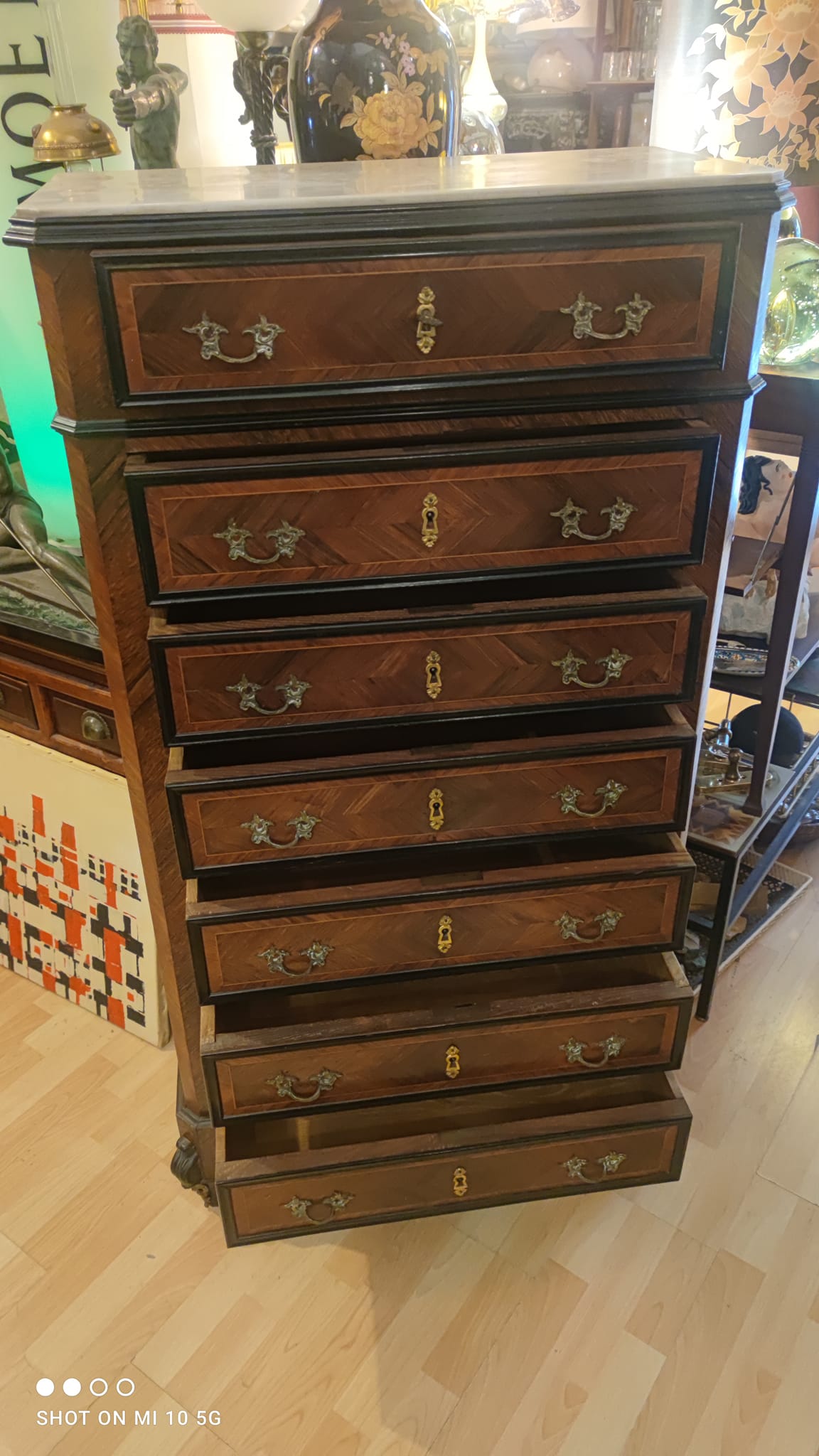 Weekly cabinet in rosewood from Rio and India and blackened pear Napoleon III