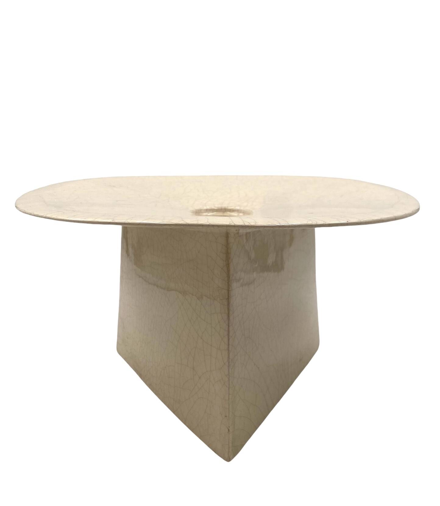 White craquele ceramic vide poche, leDuc France 1970s