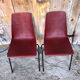Pair of grosfillex chairs ref 2005 black metal and vintage burgundy shell -