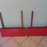 Table in red formica, 4 roc chairs, 2 extension cords, 2 drawers 60