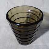 Vase signed Daum Nancy Art Deco Smoked Glass Geometric Decor