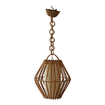 Vintage rattan pendant light, 1960s
