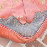 Red and black moroccan pouf