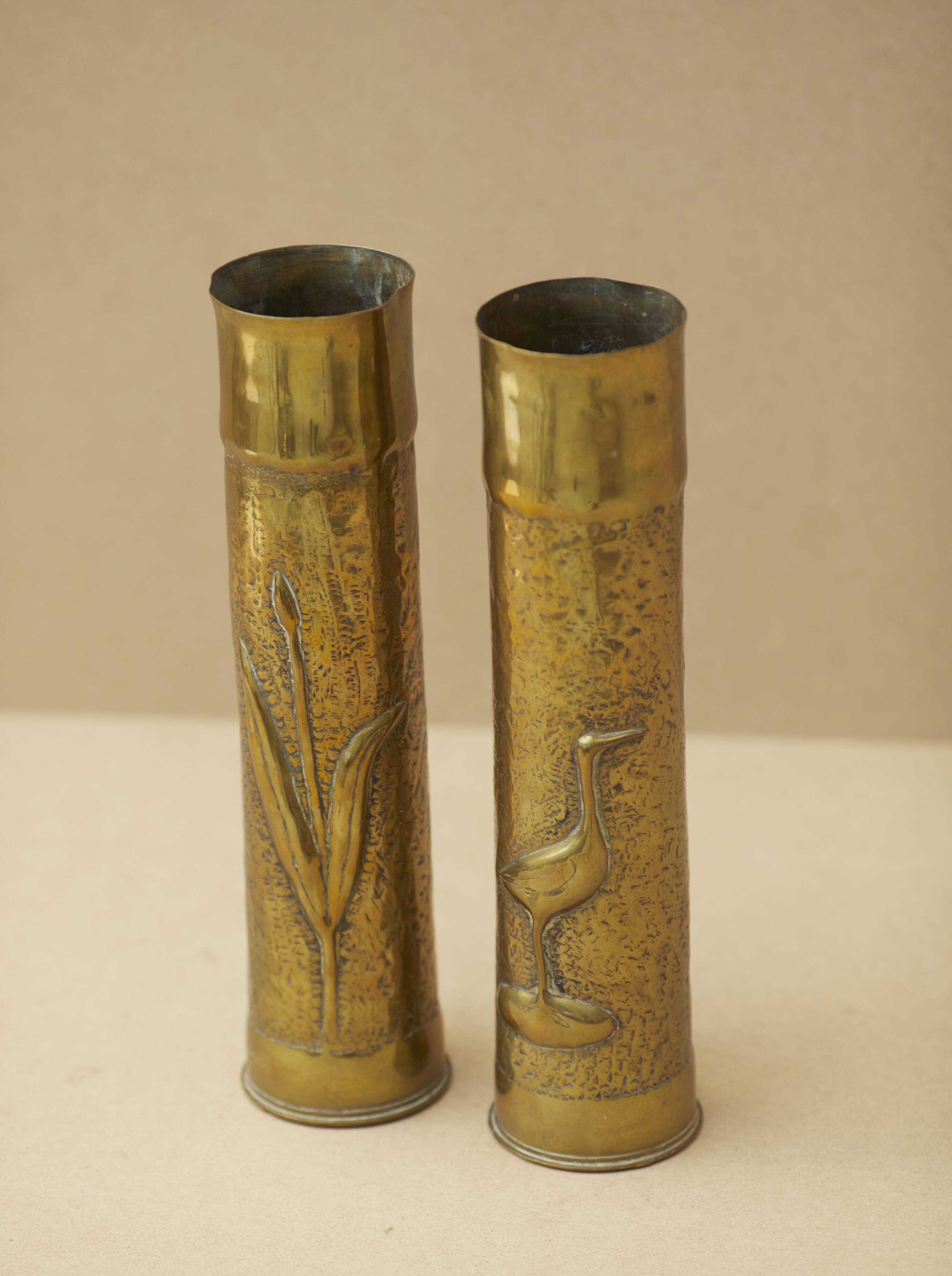 Pair of vintage Art Deco Brass vases Circa 191