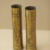 Pair of vintage Art Deco Brass vases Circa 191