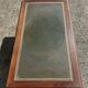 Vintage English coffee table in oak and green leather – 1950s/60s