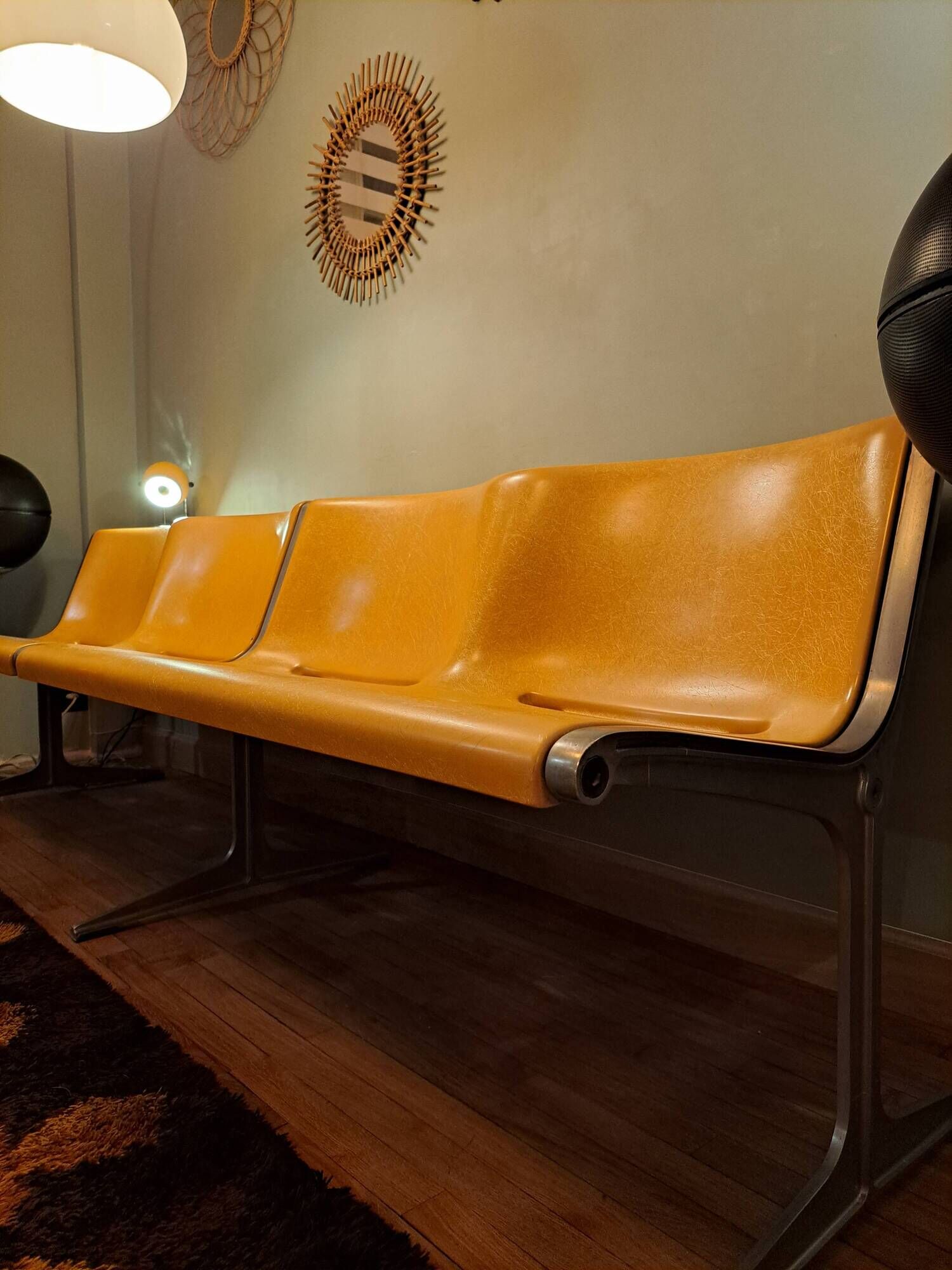 Friso Kramer 4-seater bench for Wilkhahan 60-70's