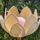 Large flower floor lamp in turned wood – Vintage – 70s/80s spirit