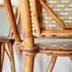 Pair of vintage Gatti bar stools in two-tone rattan and caning.