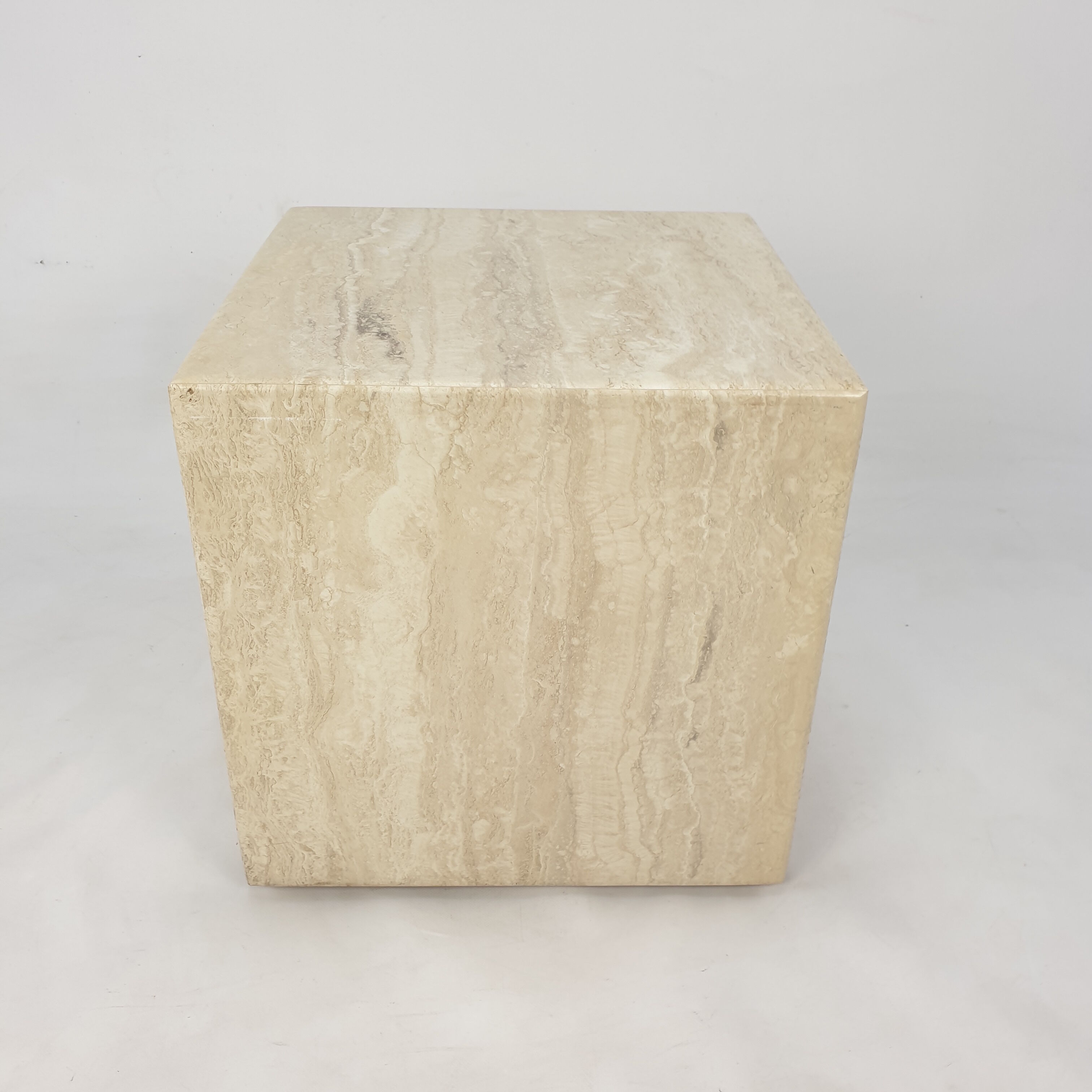 Italian Travertine Side Table, 1980's