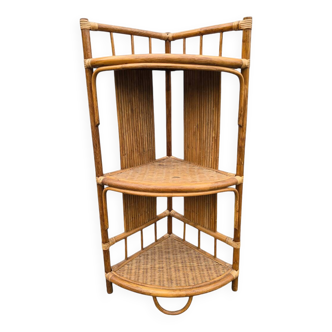 Rattan corner shelf