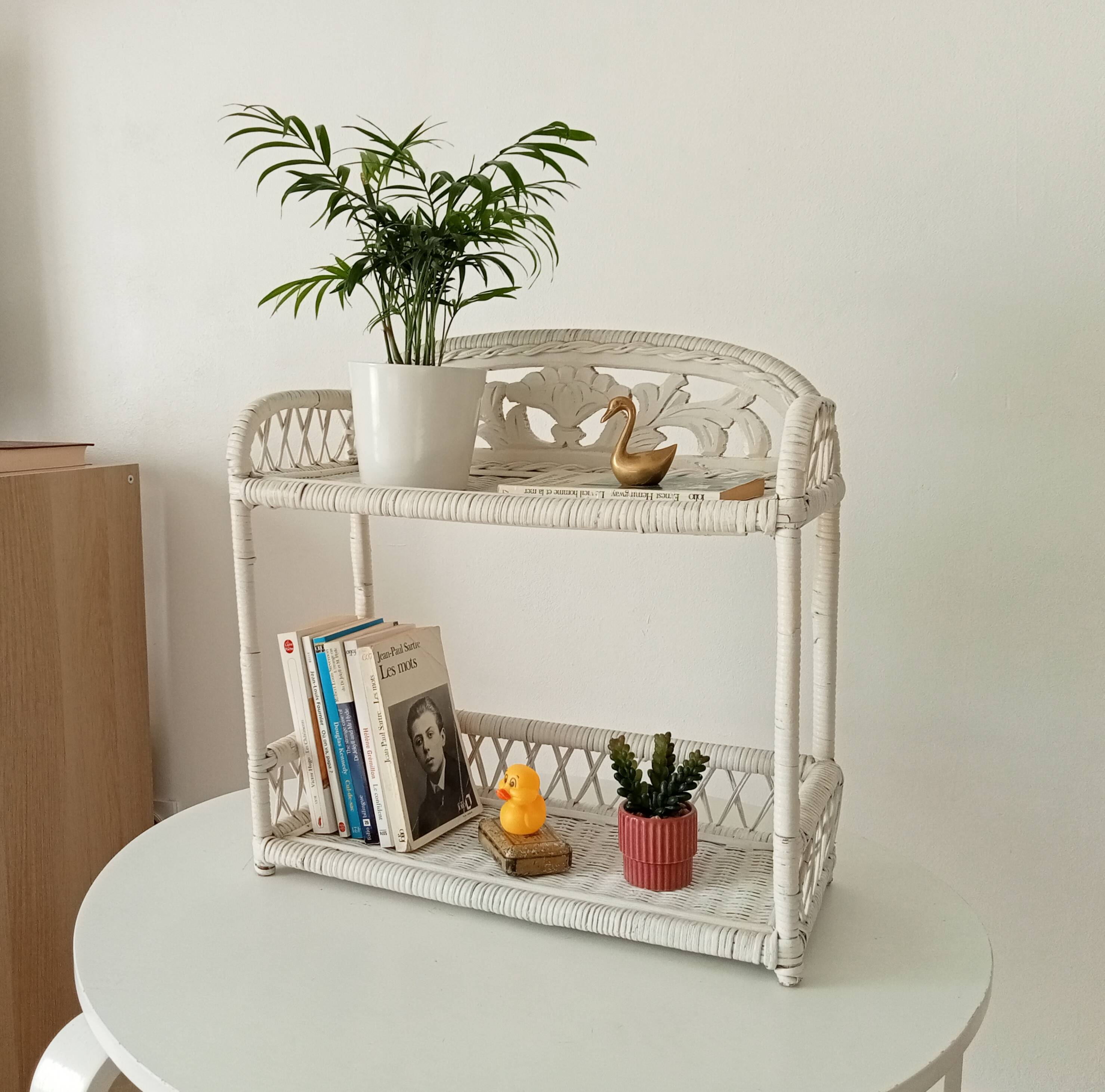 Vintage rattan wall shelf