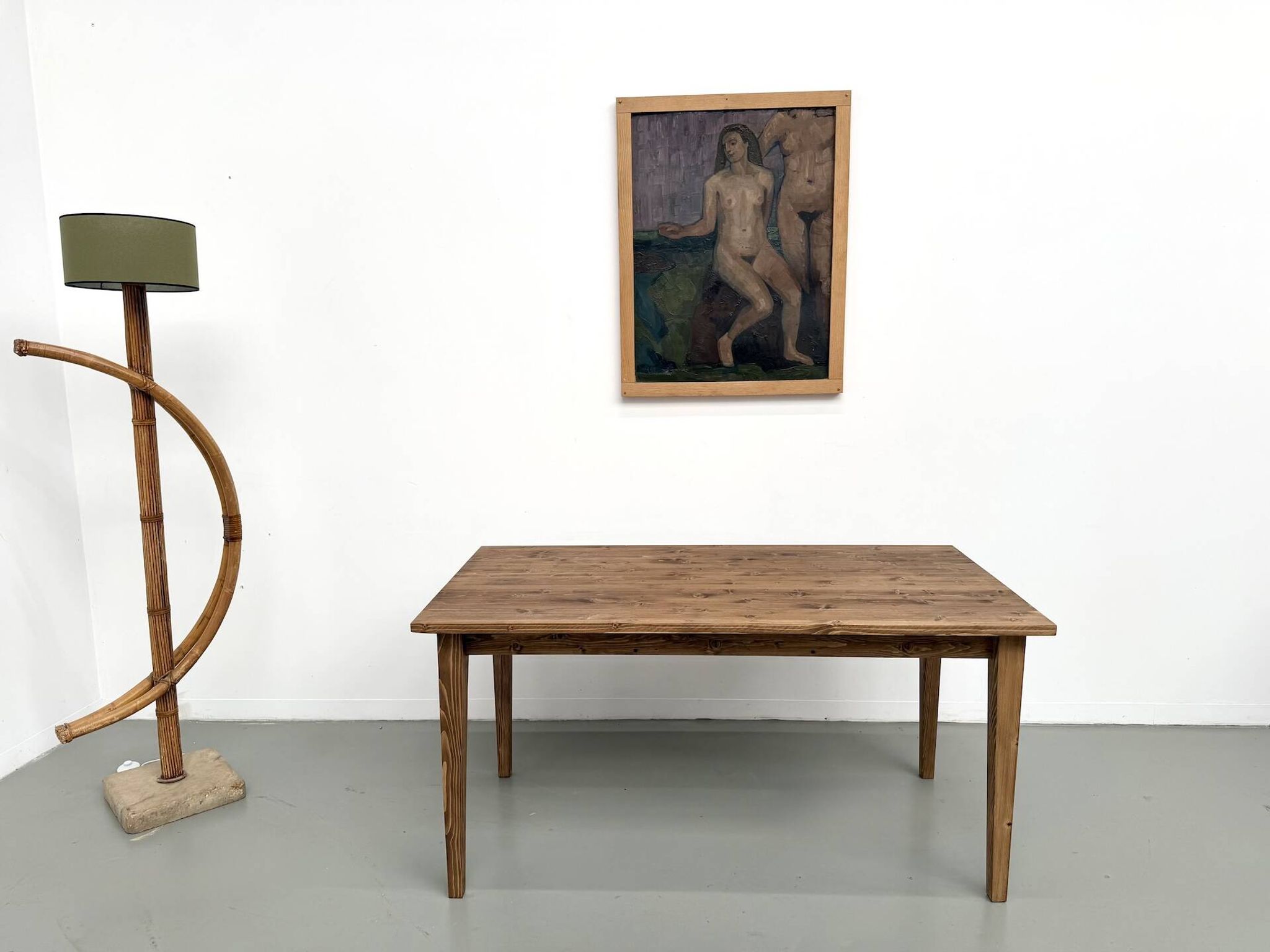 Table de ferme aux pieds fuseaux, L155 cm