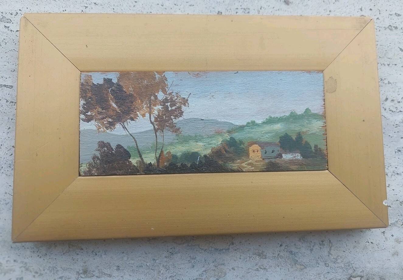 Small oil painting on wood, Tuscan landscape