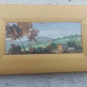 Small oil painting on wood, Tuscan landscape