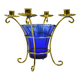 Brass and Cobalt Blue Glass Candle Holder, Sweden, 1960s
