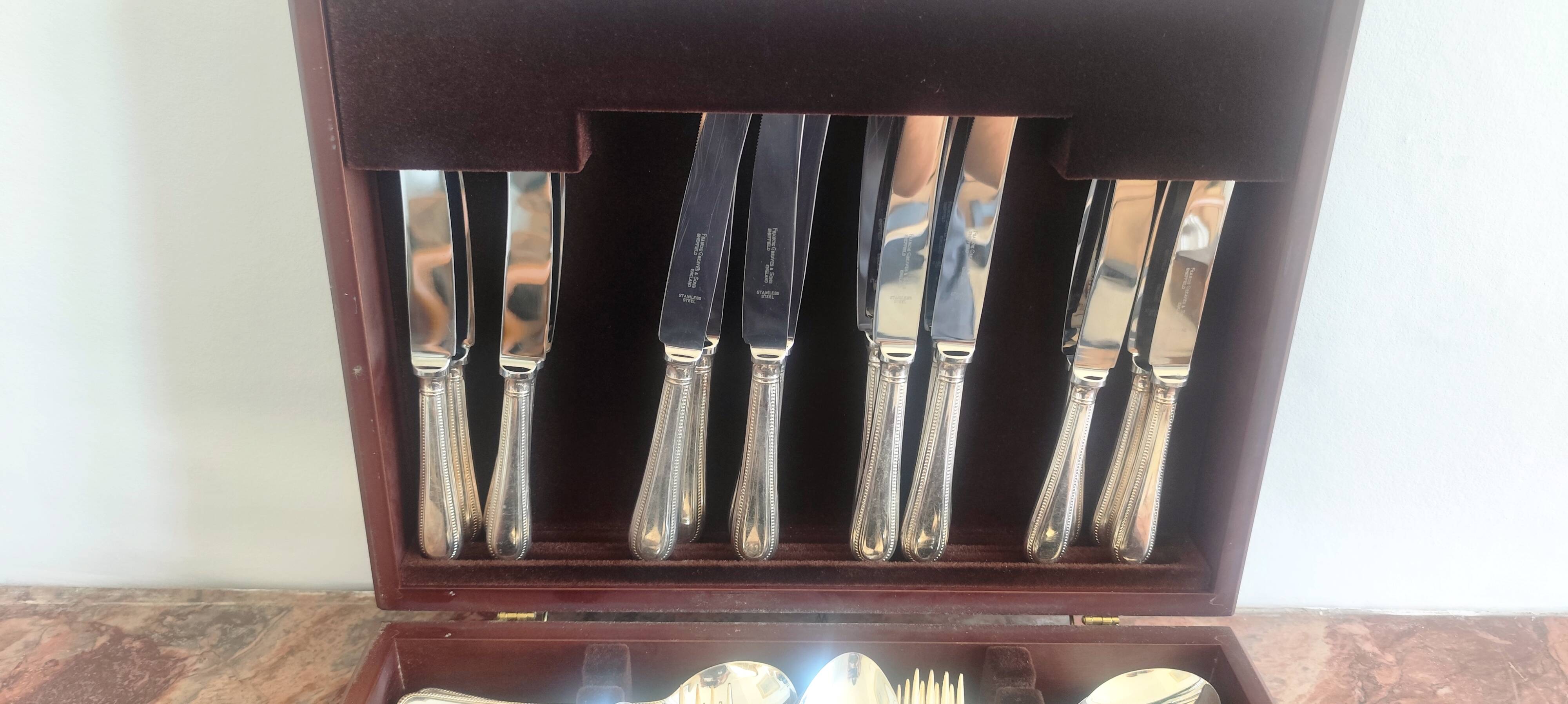 Ensemble de couverts vintage élégant Francis Greaves & Sons Sheffield de 60 pièces – Ori
