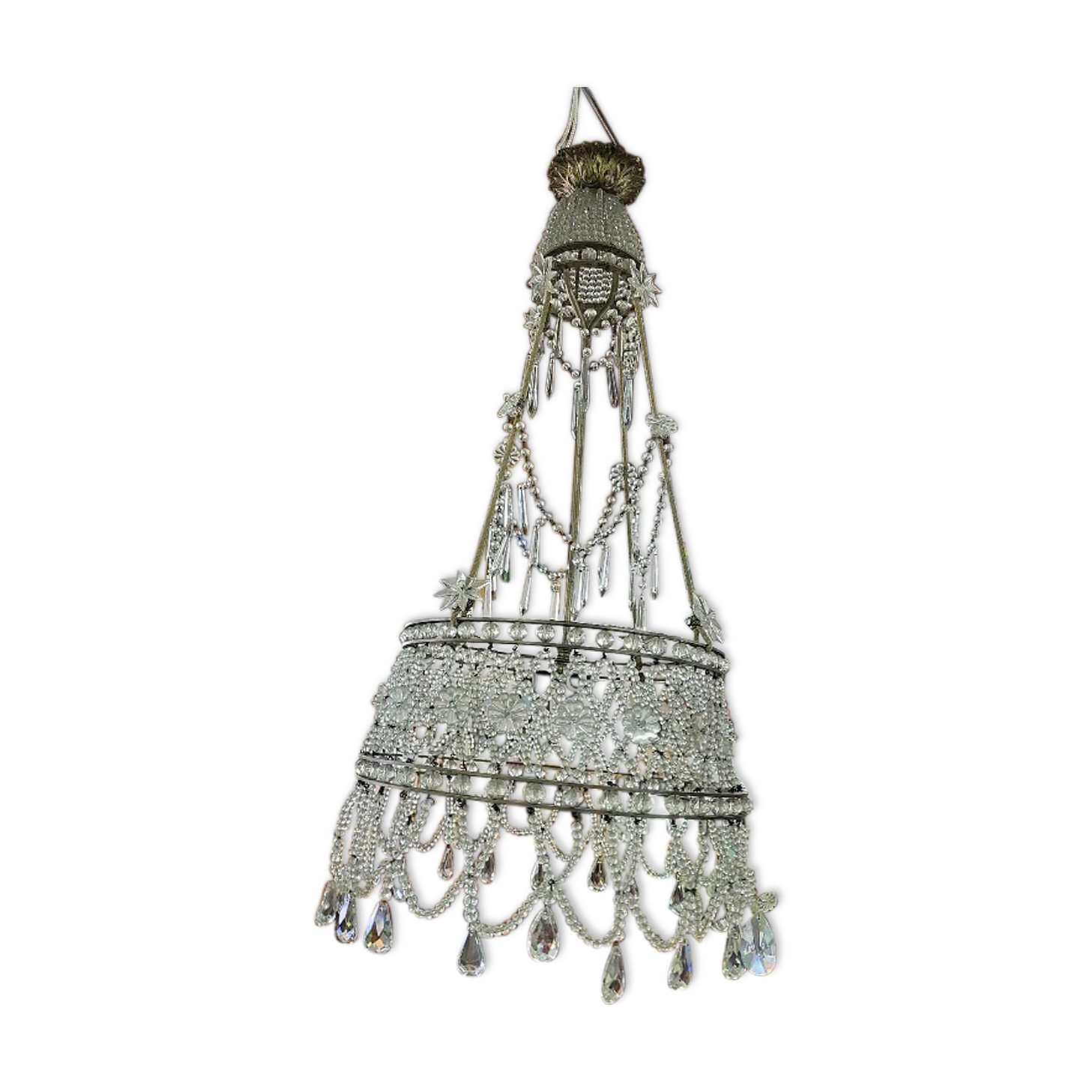 6-Light Funnel Pearl Tassel Chandelier