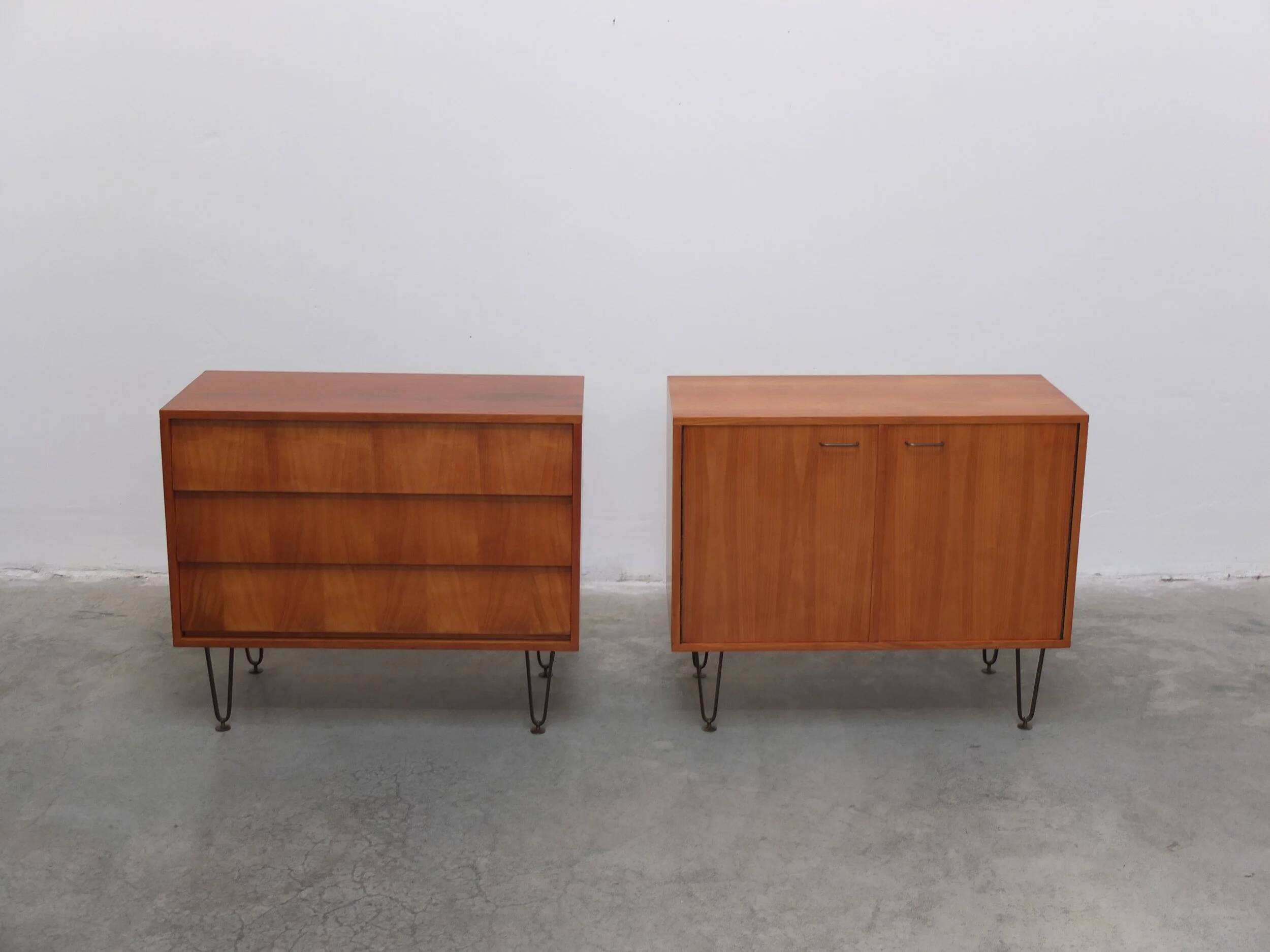 Pair of honey coloured cabinets by Alfred Hendrickx for Belform, 1950s