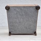 1950s, Danish artdeco armchair, furniture wool, oak wood legs.