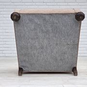1950s, Danish artdeco armchair, furniture wool, oak wood legs.