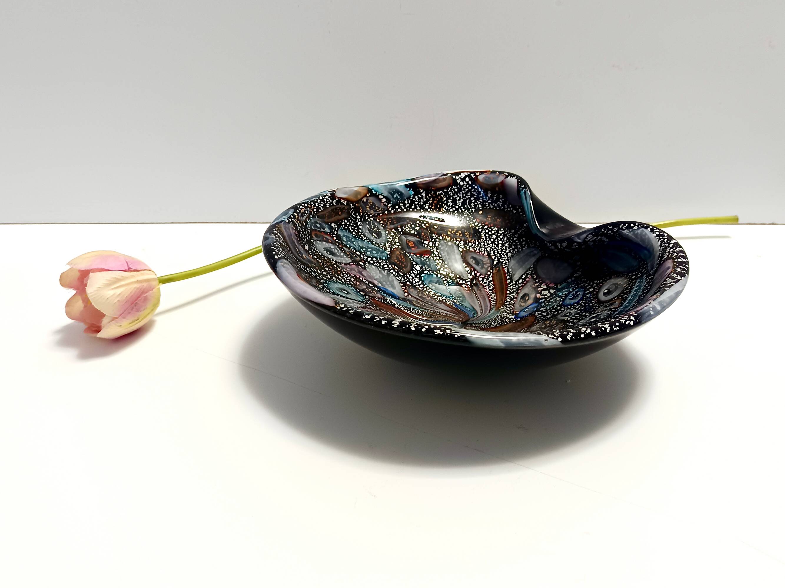 Black Murano Glass "Tutti Frutti" Ashtray / Vide-Poche attr. to Avem