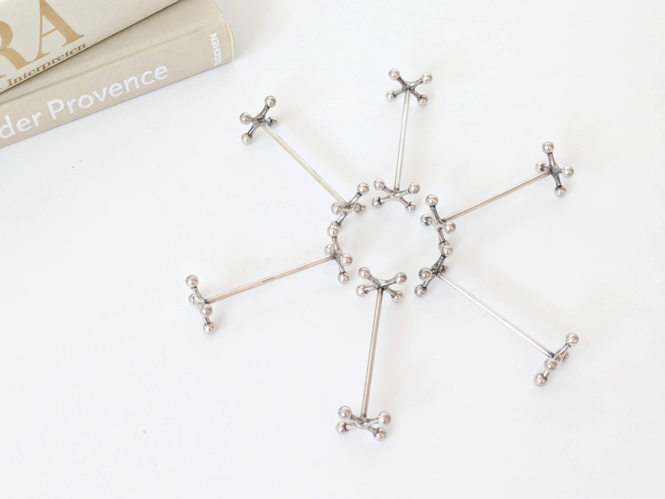 Set of 6 WMF Silver-Plated Knife Rests, Jack Style, Vintage 1970s