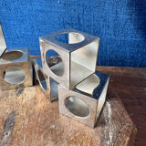 Set of 6 minimalist chrome steel candle holders from the 70s.