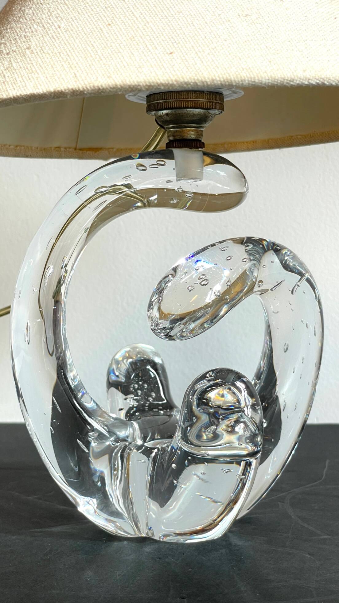 Lampe cristal art déco gravée Paris France