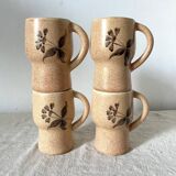 70s flowery stoneware mugs