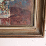 Framed watercolour of roses, signed.