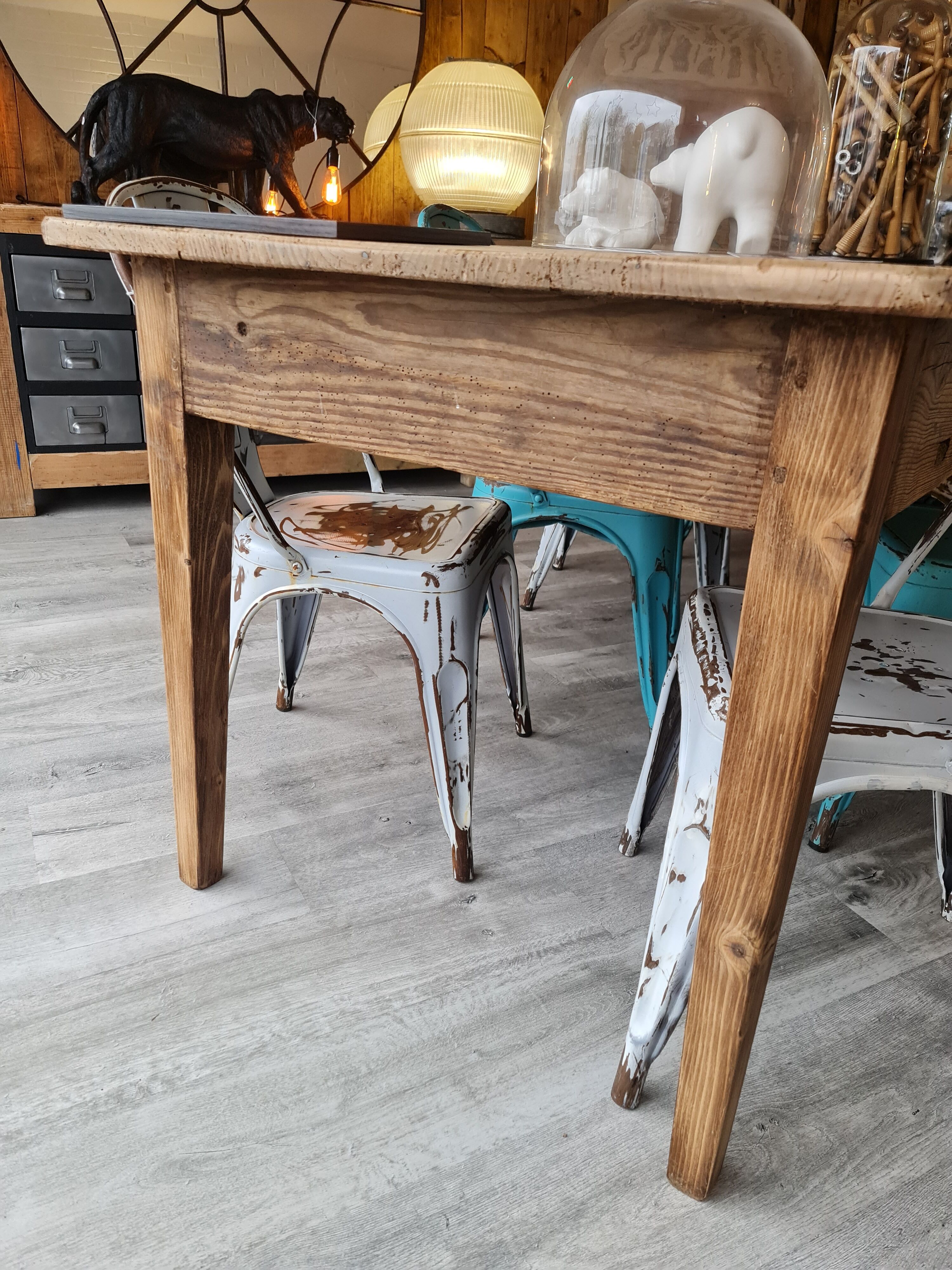 Large antique farmhouse table with a drawer
