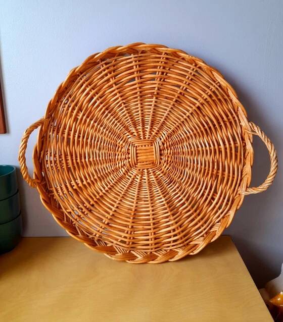 Woven rattan plateau 1960
