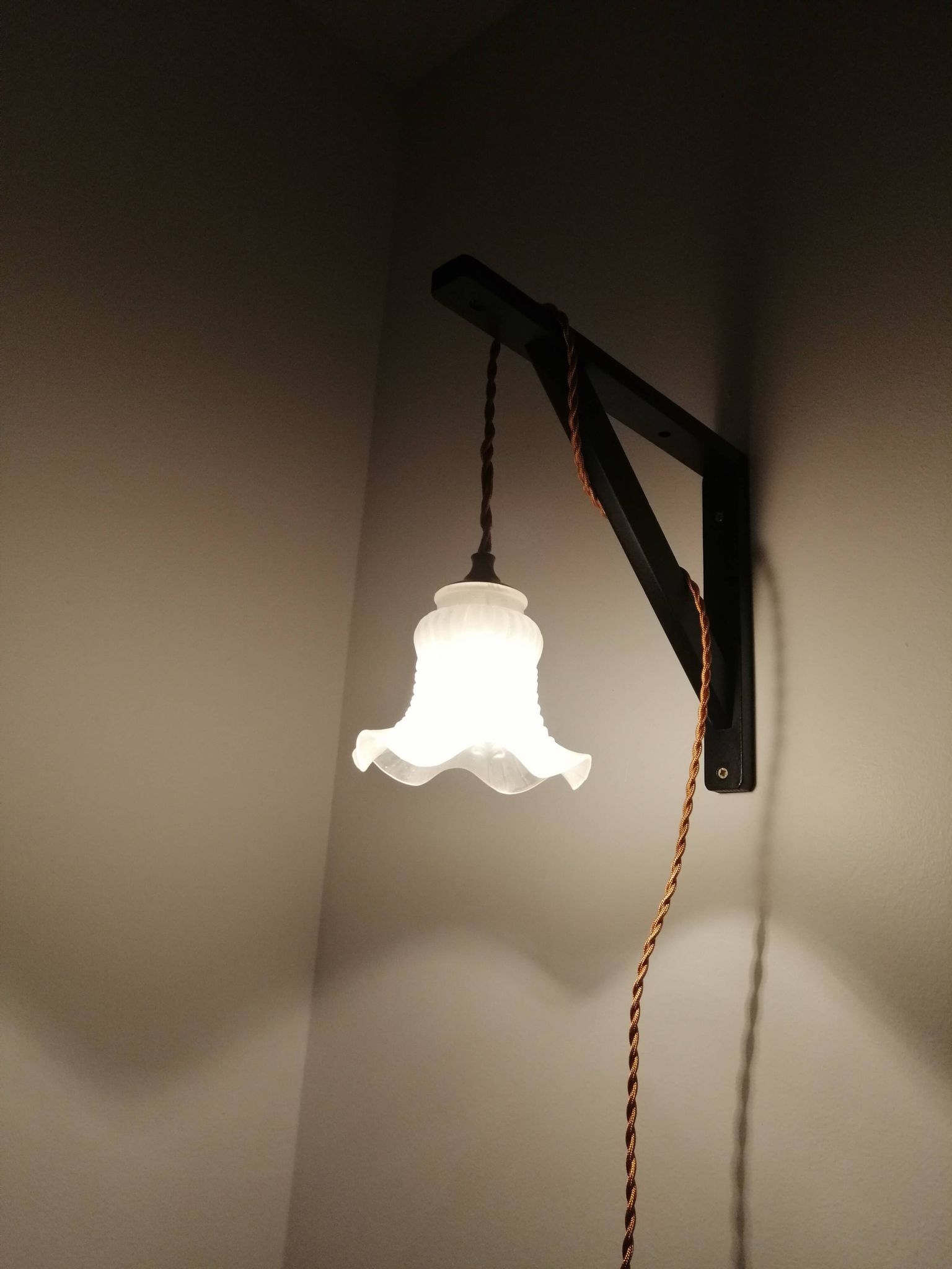 Glass tulip lamp with 2.10m gold wire