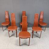Vintage Leather Dining Chairs by Arper Italy, 1980s - Set of 6