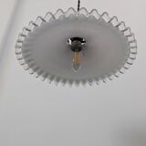 Vintage pendant light in white opaline with lace